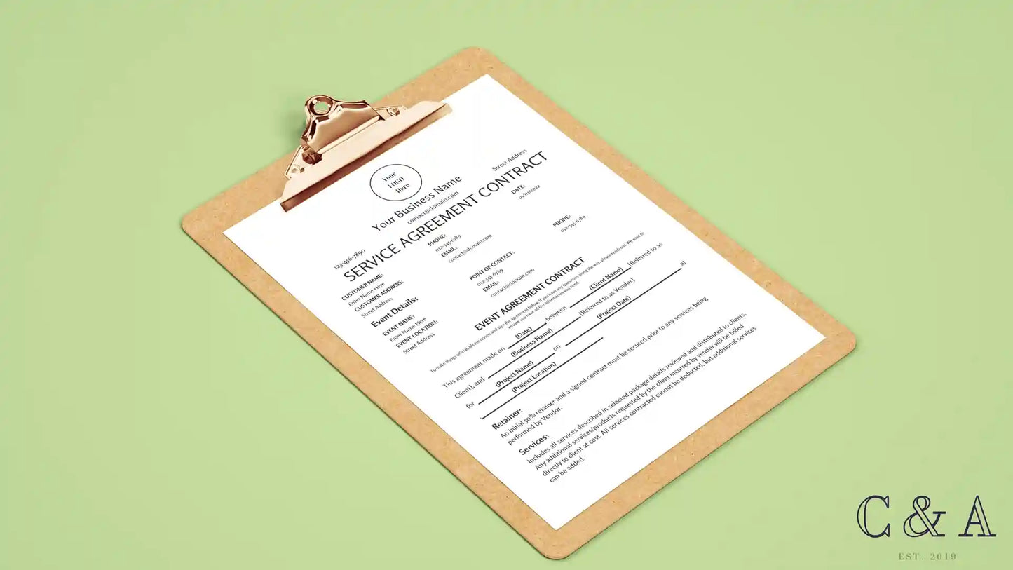 Professional Minimal Business Service Agreement Contract Template