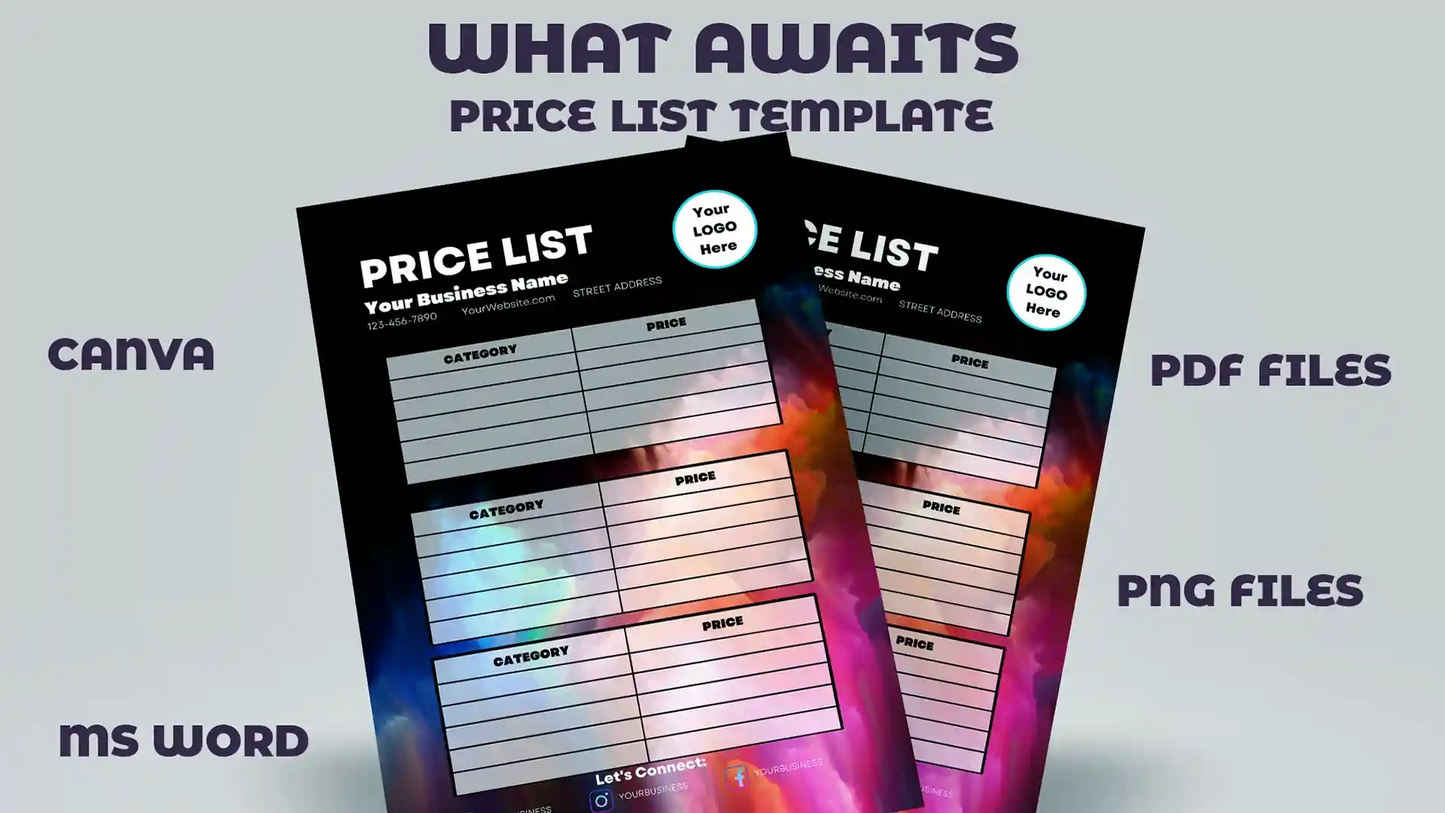 Creative Rainbow Price List Template Business Stationery