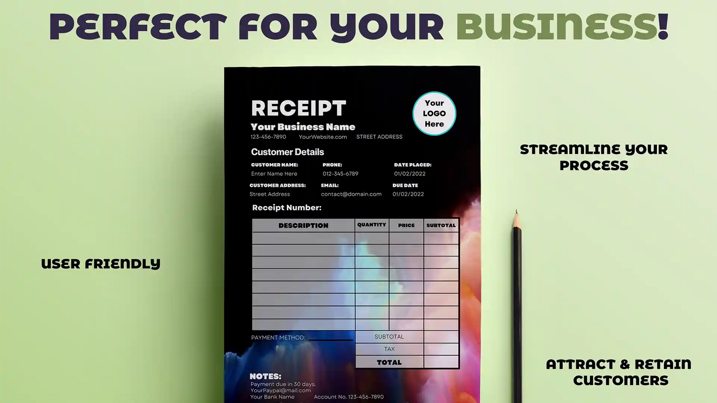 Creative Rainbow Receipt Template Business Stationery
