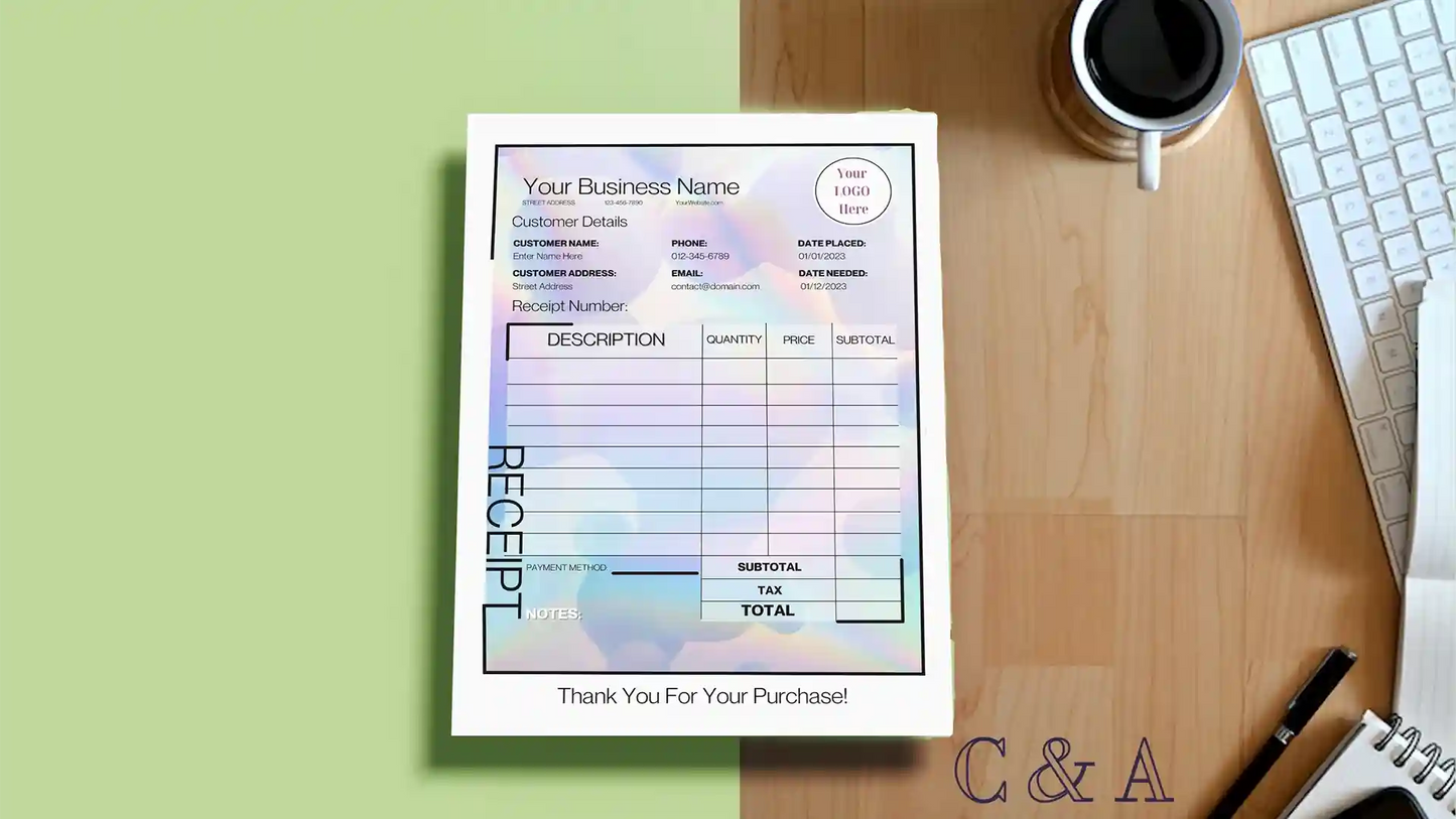 Pastel Rainbow Small Business Stationery Bundle Starter Kit