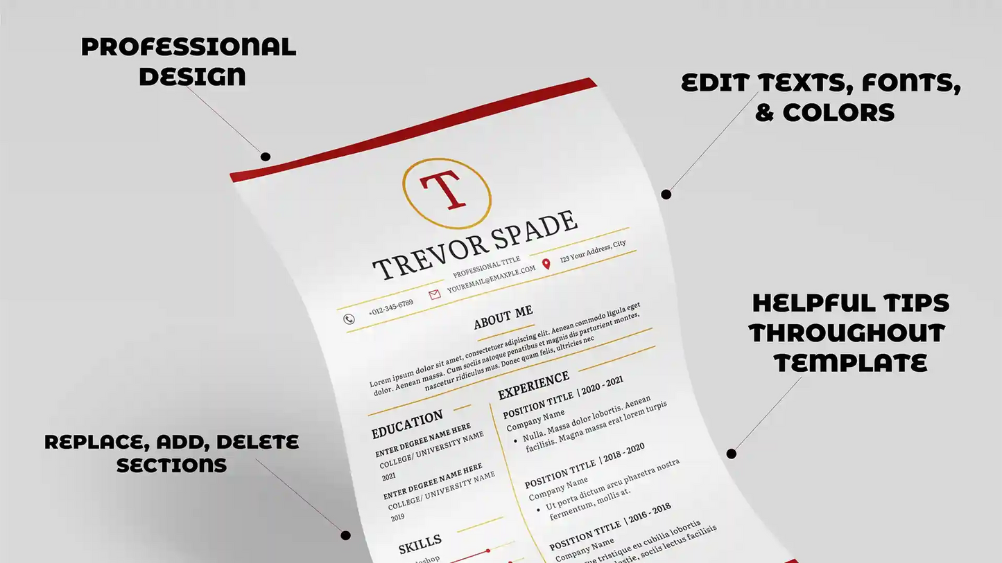 Editable Resume CV Template Word Google Docs