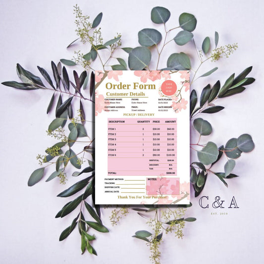 Floral Order Form Template Word/Canva for Florists, Event & Wedding Planner Small Businesses